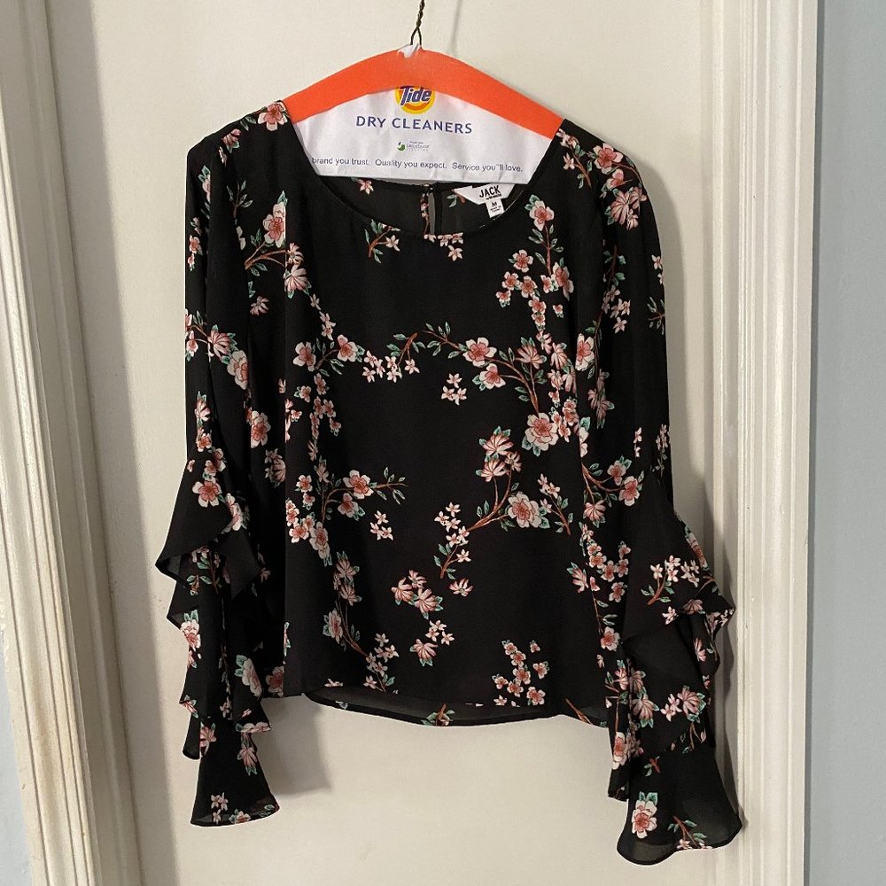 Black and Pink Floral Top